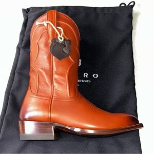 Cuero The Cavalier Handcrafted Leather Cowboy Boots Calf Cherry 7.5 EE Mens